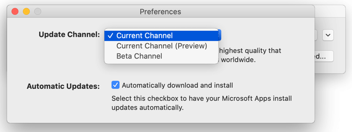 turning on auto update for microsoft on mac